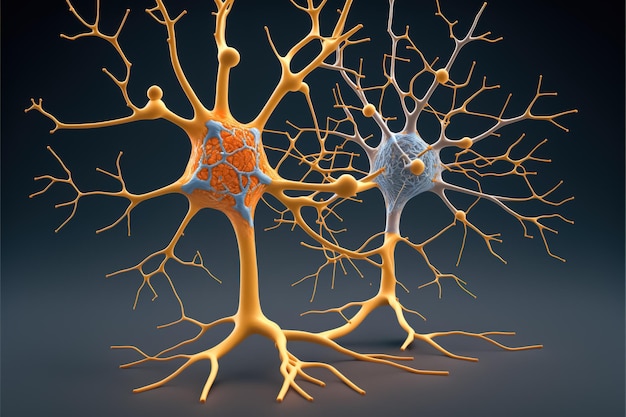 Neuron network brain cells Human nervous system and brain activity concept Generative AI