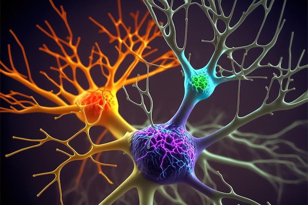 Neuron network brain cells Human nervous system and brain activity concept Generative AI