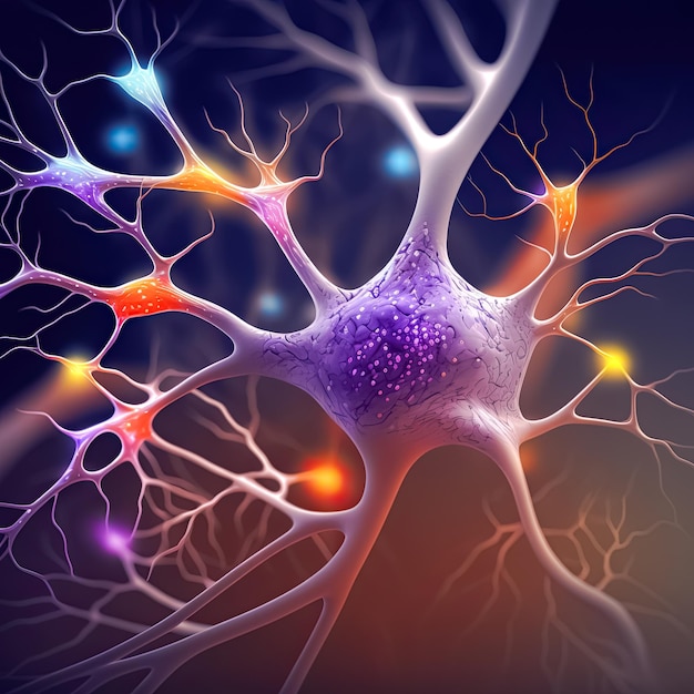 Neuron network brain cells Human nervous system and brain activity concept Generative AI