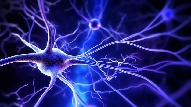 Neurons and nervous system Nerve cells background with copy space