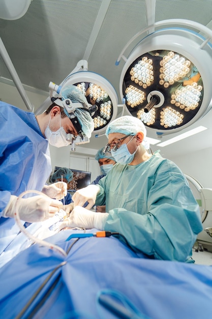 Neurosurgery specilaists working in emergency room Operating doctor in hospital