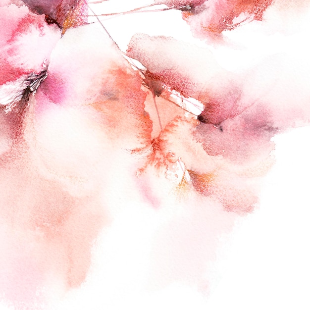 Neutral floral background Watercolor abstract flowers Soft pink modern wall art