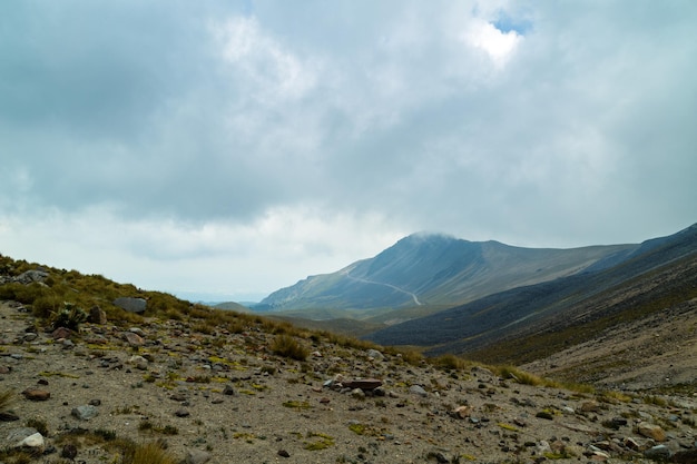 Nevado de Toluca with low clouds in the Trans-Mexican volcanic belt