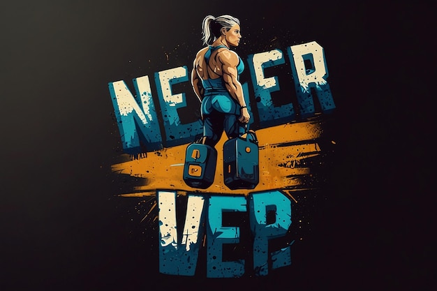 Photo never give up fitness tshirt design