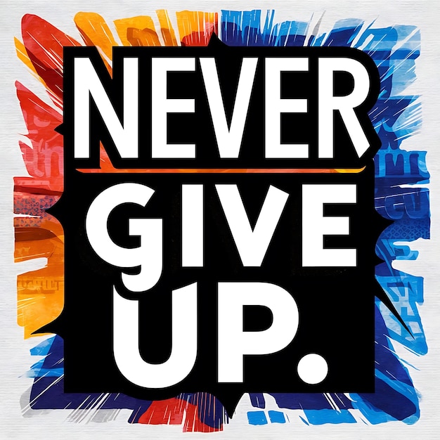 never give up Motivational Quotes Illustrationtypography