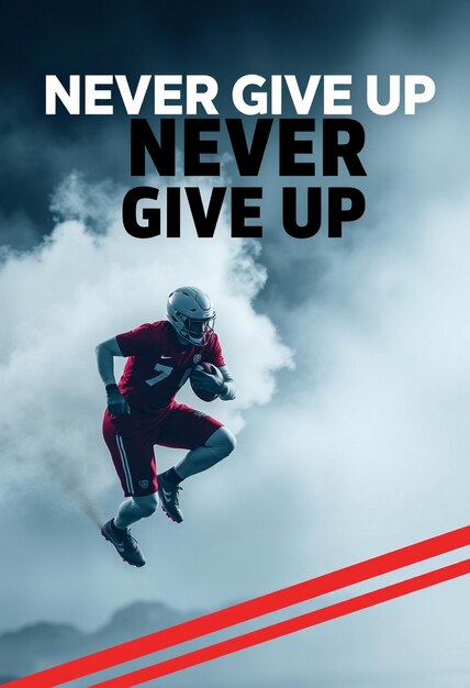 Photo never give up sports social media post template