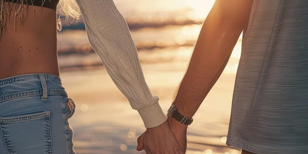 Photo never let go rearview shot of an unrecognizable couple holding hands while at the beach