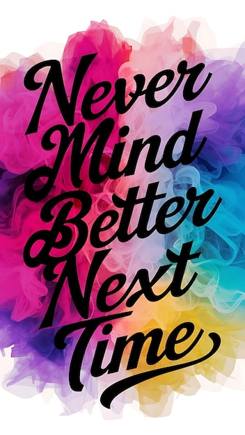 Photo never mind better luck next time colorful background and text tshirt design motivational quote illustration typography