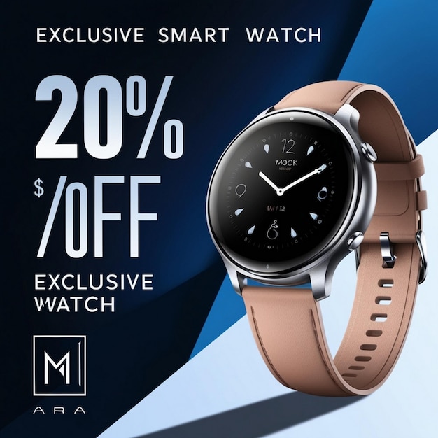 Photo new arrival classic smart watch social media banner post design template for selling generative ai