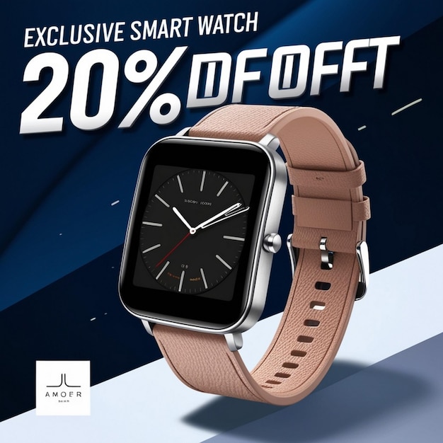 Photo new arrival classic smart watch social media banner post design template for selling generative ai