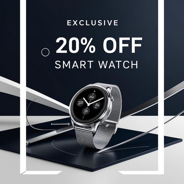 Photo new arrival classic smart watch social media banner post design template for selling generative ai