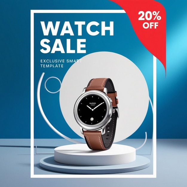 Photo new arrival classic smart watch social media banner post design template for selling generative ai