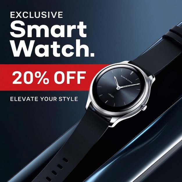 Photo new arrival classic smart watch social media banner post design template for selling generative ai