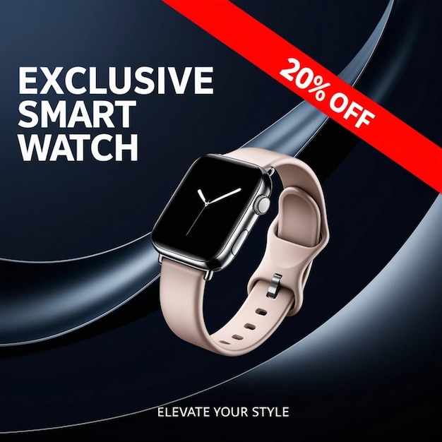 Photo new arrival classic smart watch social media banner post design template for selling generative ai