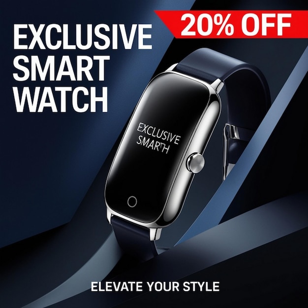 Photo new arrival classic smart watch social media banner post design template for selling generative ai