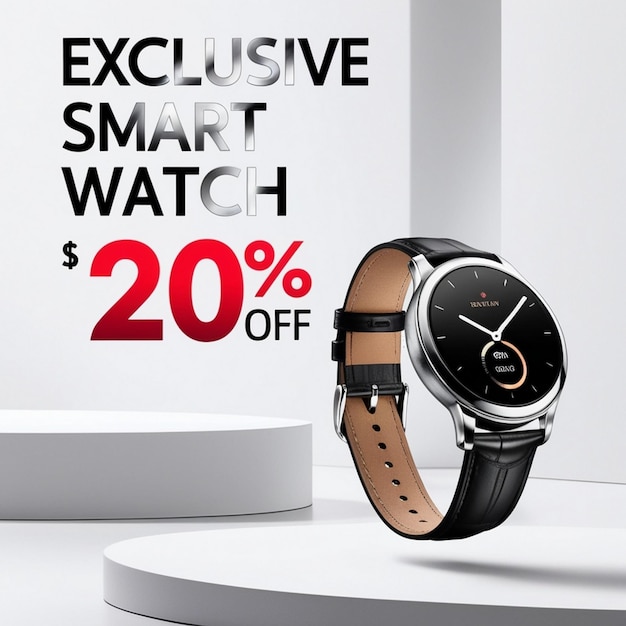 Photo new arrival classic smart watch social media banner post design template for selling generative ai