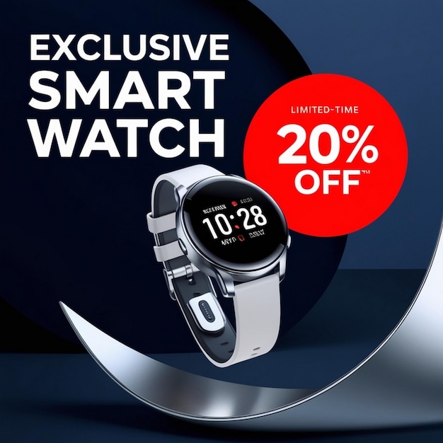 Photo new arrival classic smart watch social media banner post design template for selling generative ai