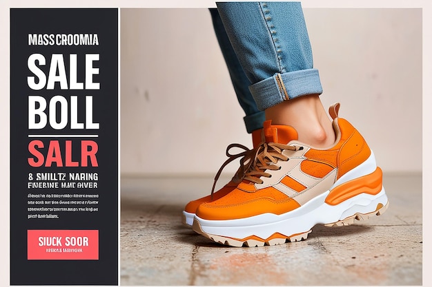 Photo new arrival shoes sale for social media post banner template or square flyer instagram post