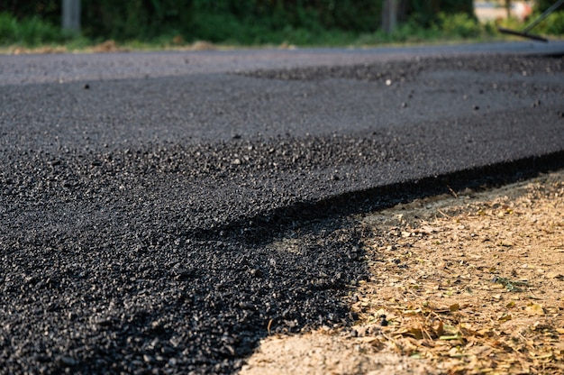 New asphalt tarmac texture road of repairing on the damaged highwaY