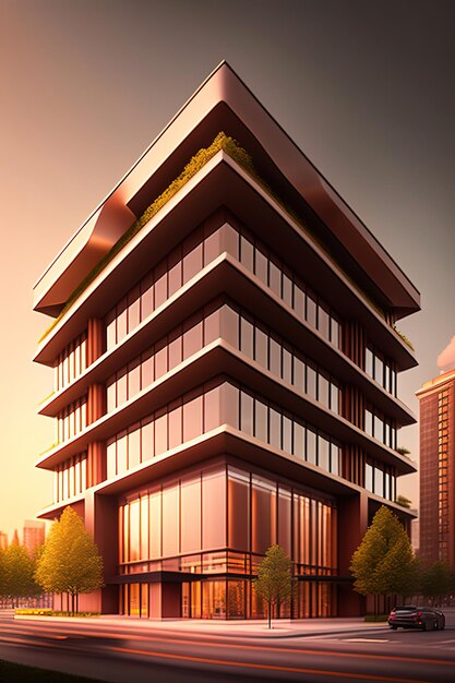 New beautiful strict high modern building Ai generated