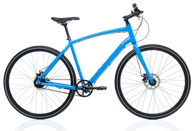 New blue bicycle isolated on a white