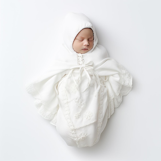 Photo new born baby set of dress on white background