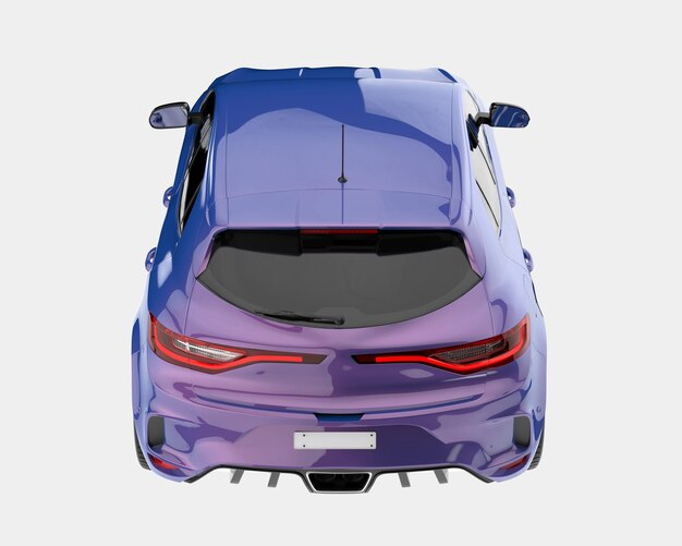 New car isolated on background 3d rendering illustration