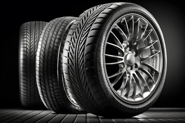 New car wheels for auto industry service and maintenance repair business technology automotive conce