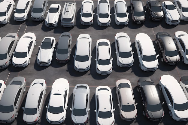 New cars stock for sale at dealership prepared Neural network AI generated