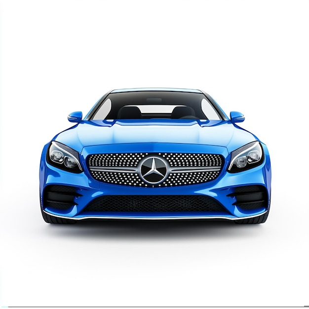 new clean blue luxury car on white background