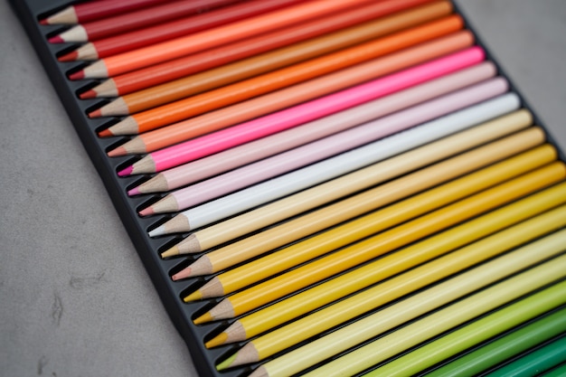 New colored pencils in their box