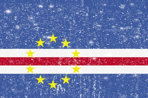 New concept CapeVerde flag White messy wall stucco texture background CapeVerde flag paint