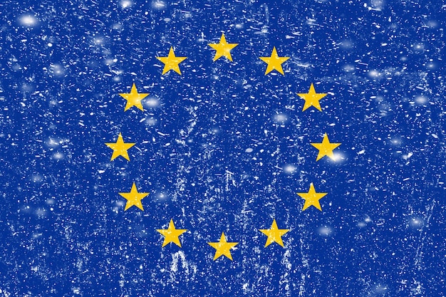 New concept European_Union flag White messy wall stucco texture background European_Union flag paint European_Union flag history European_Union new flag