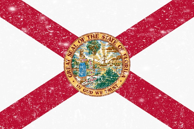 New concept Florida flag White messy wall stucco texture background Florida flag paint Florida flag history Florida new flag