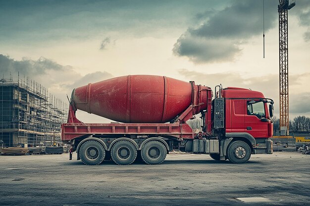 Photo new concrete mixer truck