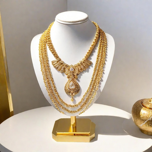 New Design Golden necklace Golden chain AI generated