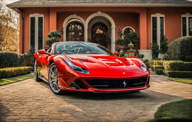 New Ferrari in front of a house 0