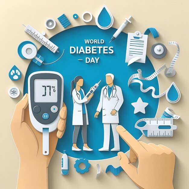 Photo new flat world diabetes day background