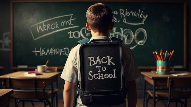 New Free Photo Back to School illustration background with back to school written on a blackboard