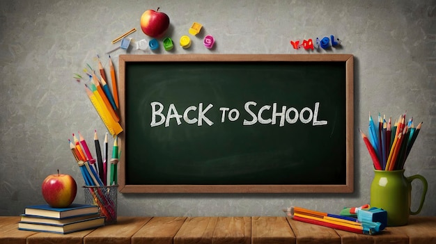 New Free Photo Back to School illustration background with back to school written on a blackboard