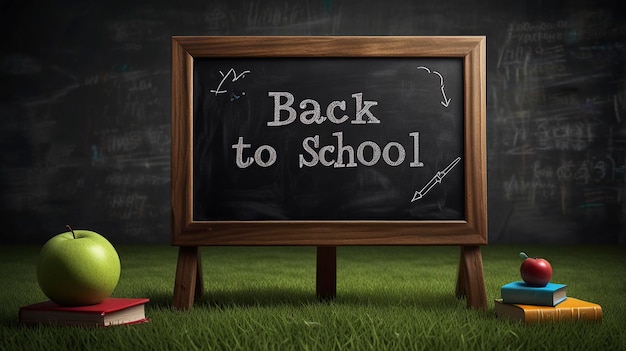 New Free Photo Back to School illustration background with back to school written on a blackboard