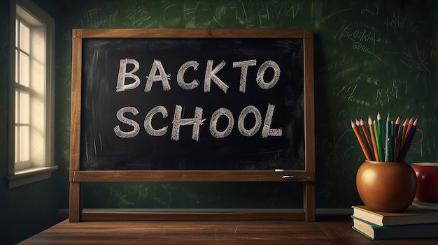 New Free Photo Back to School illustration background with back to school written on a blackboard