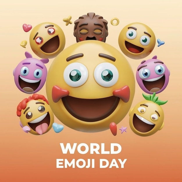 New Global Emoji Day 3D Banner Background Celebrate World Emoji Day by showcasing a collection