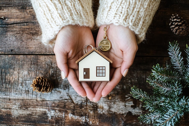 Photo new homeownership celebration keys handover for a dream house in a real estate transaction