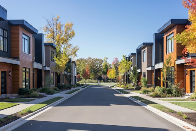 Photo new homes on a quiet city street a quiet city street with homes house street road home architer