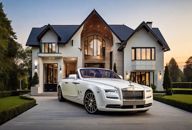 New house with black rolls Royce car