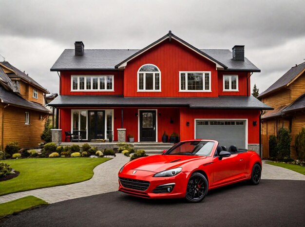 New house with car