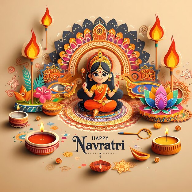 Photo new illustration happy navratri