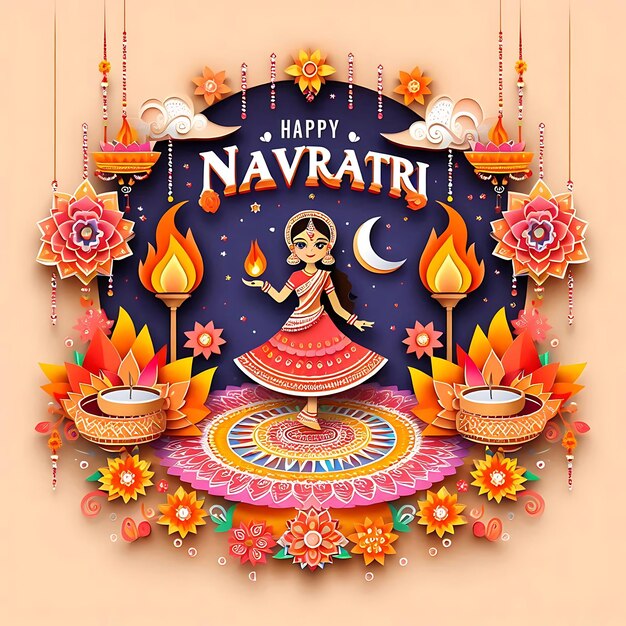 Photo new illustration happy navratri