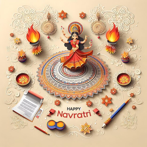 Photo new illustration happy navratri